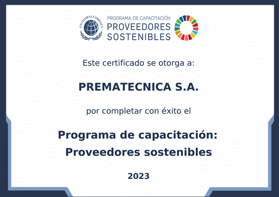 PREMATECNICA SE CERTIFICA COMO PROVEEDOR SOSTENIBLE